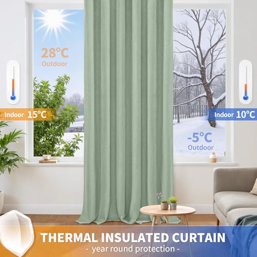 YoungsTex Green Blackout Curtains for Living Room 2 Panels of 52x72 Inch by YoungsTex - Used condition - Image 4
