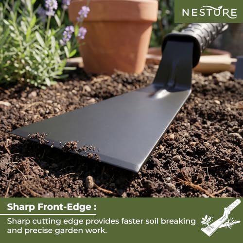 Image of 3 Inch Khurpi for Gardening Heavy Duty Metal Khurpi with Anti-Slip Rubber Grip Handle for Home Garden Digging, Weeding Tool (Black)