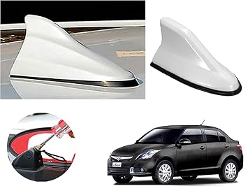 Auto Pearl Shark Fin Antenna Universal Replacement Car Antenna Roof Aerial ABS Material Waterproof Rubber Ring AM FM Radio Signal for - Swift Type -3 - (Color White)