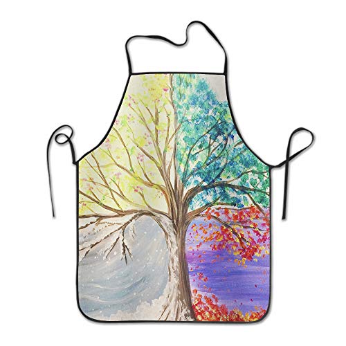 Granbey Color Tree Apron Colored Trees Aprons Colorful Art Tree Oil-proof Bib 4 Seasons Theme Waterproof Polyester Fashion Bibs Cooking BBQ Kitchen Gardening Pet Grooming for Women Men Grandma Girl