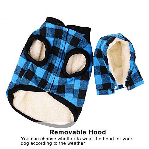 URIJK Dog Winter Coat Fleece Vest Hoodie, Fleece Warm Dog Coat for Large Dogs, Winter Dog Snow Jacket for Cold Weather Soft Apparel with Fleece Lining, Blue