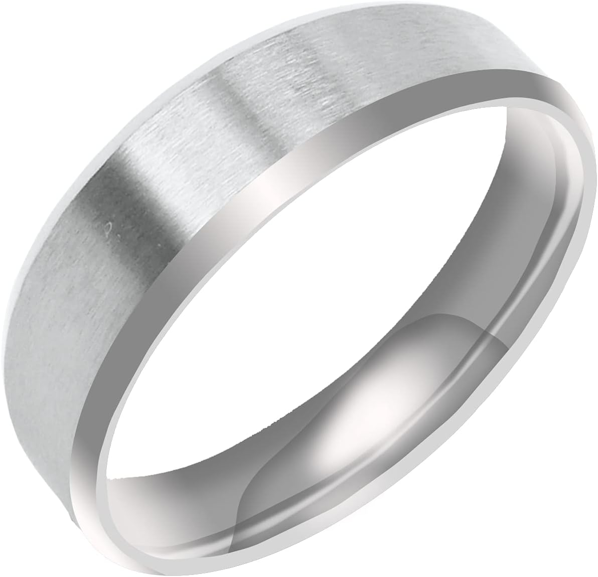 Everstone Custom Personalize Engrave Matte & Brushed Flat Beveled Edge Ring Male Female Men Women His Her Groom Bride Promise Ring Wedding Bands Titanium Ring Color: Platinum Sz