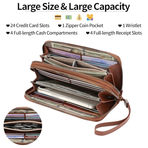 Image of GAEKEAO RFID Leather Wristlet Wallet for Women with Grip Strap