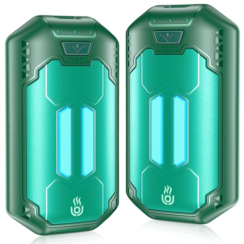 Hand Warmers Rechargeable 2 Pack Snap-on Hand Warmer Reusable 3000mAh*2 Electric Hand Heater Portable USB Electronic Hand Warmers 3 Heating Levels OUTJUT Warm Gifts for Women Men (Emerald Green)