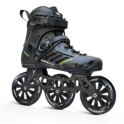 Image of Jaspo Vitesse-110 Inline Shoe Skates 3 Wheels Inline 110mm Roller Skates Blades for Adult Women Men (Medium, Black)