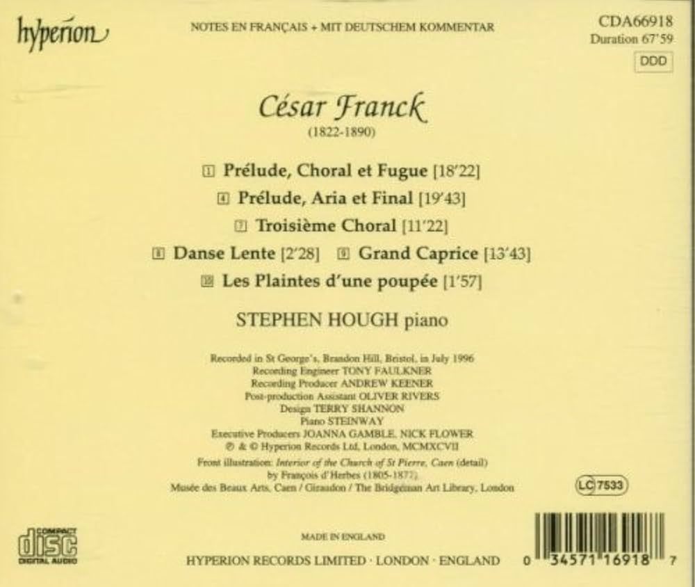 セザール・フランク CD - PRELUDE, CHORAL et FUGUE Franck