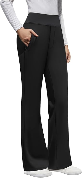 DLOODA Womens High Waist Dress Pants Business Casual Work Pants Stretchy Bootcut Pull On Slacks Office Trousers with Pockets