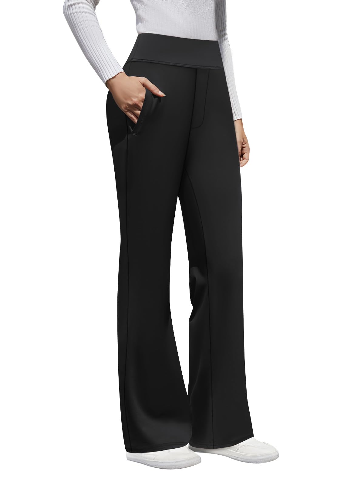 DLOODA Womens High Waist Dress Pants Business Casual Work Pants Stretchy Bootcut Pull On Slacks Office Trousers with