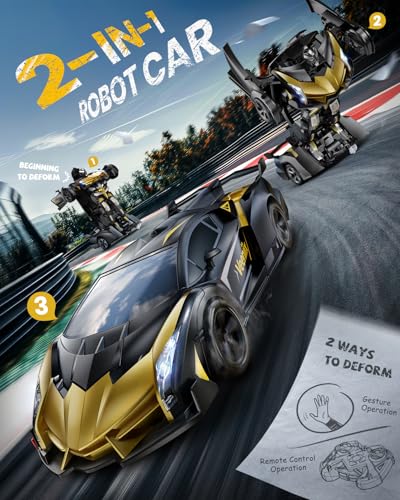 Image of Veeniix V992 Transform Robot Remote Control Car, 2-in-1 RC Toy Car with Sound & Light, 1:14 Scale, Gesture Sensing, One-Key Deformation, Birthday Gift Toy for 4-8+ Year Old Boys Girls