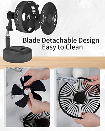 Image of UN UNITEDTIME Foldable Fan Foldaway Oscillating with Remote Control, 10800mAh Battery Operated Fans, Portable for Outdoor, Courtyard, Beach,Travel, Room,4 Speeds, with Timer night light (Black)