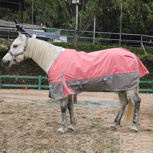 Gallopoff 1200 Denier Rip-Stop Turnout Rain Sheet Lightweight Waterproof Breathable Horse Blanket (No Fill) Pinkgrey 72 Inch thumb #5