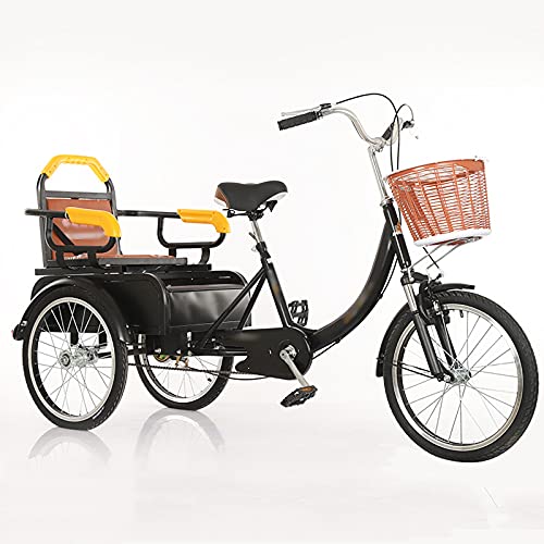 三輪自転車 大人用自転車アウトドアスポーツ20インチ大人用三輪車、後部座席とショッピングバスケット付き、高齢者、女性、男性向け三輪クルーザーバイク、耐荷重250kg、サイクリング、ペダリング