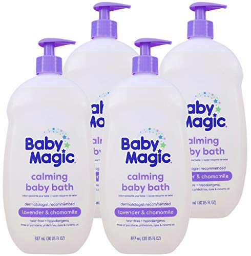Image of Baby Magic Calming Baby Bath, Tear-Free, Free of Parabens, Phthalates, Sulfates and Dyes, Lavender & Chamomile, 30 Ounce (Pack of 4), 4 Count
