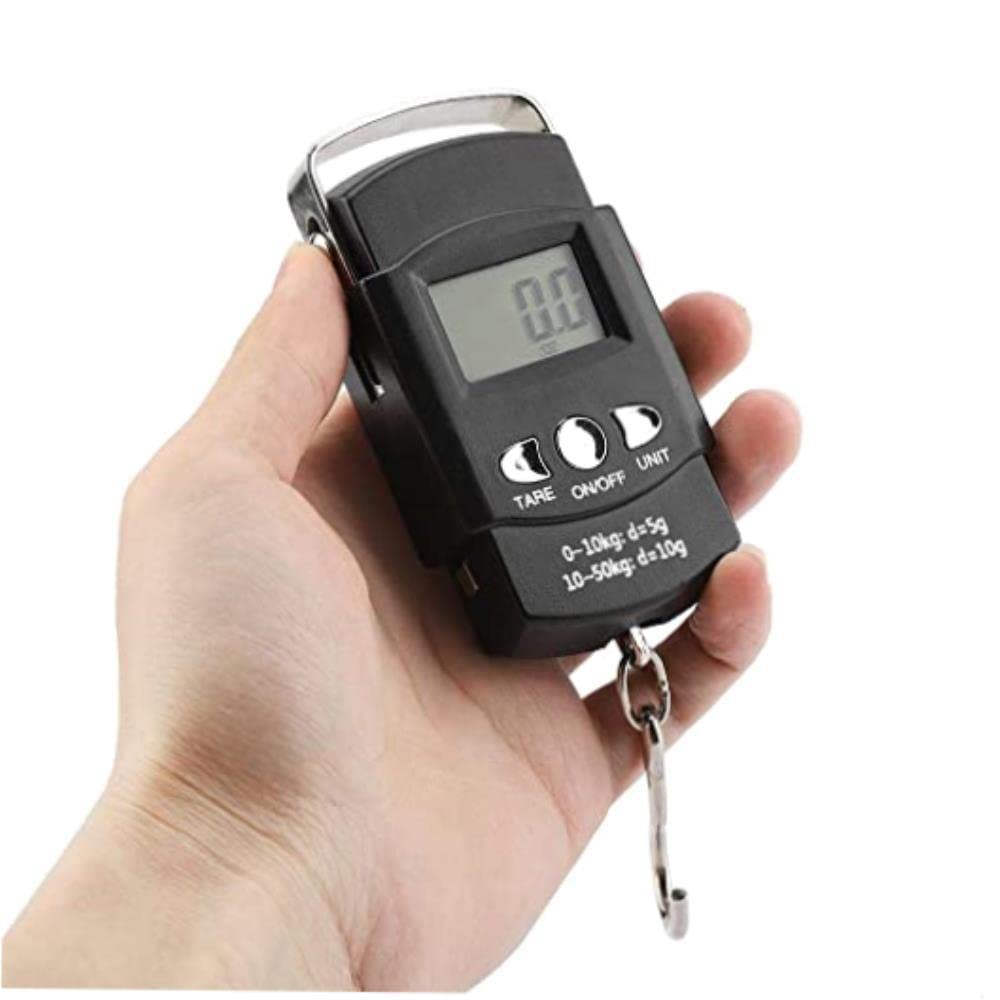 Łatwe w podróży: Przenośna elektroniczna waga bagażowa z miarką taśmową, podświetlany wyświetlacz LCD i pojemność 110 funtów / 50 kg do wysyłki wędkarskiej i innych