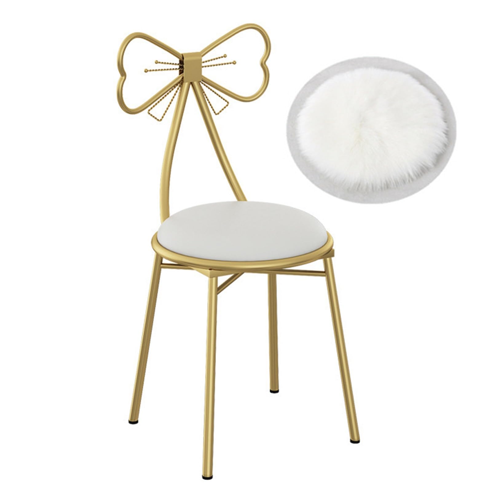 Silla de maquillaje con patas doradas, diseño de mariposa de metal rosa, cómoda silla de vestir para habitación de niñas o tienda de ropa