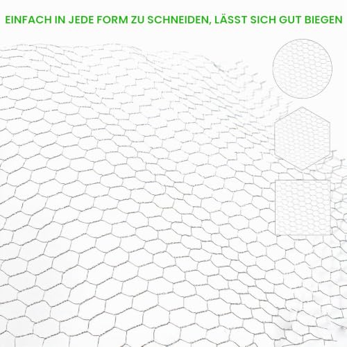 0.4 x 5 m Maschendraht Verzink, Kaninchendraht, Hasendraht Drahtzaun, Hühnerdraht Feinmaschig, Dechseckgeflecht für Tierzäune, Handwer ksartikel, Gemüsegarten, Heimwerker und Heimdekore