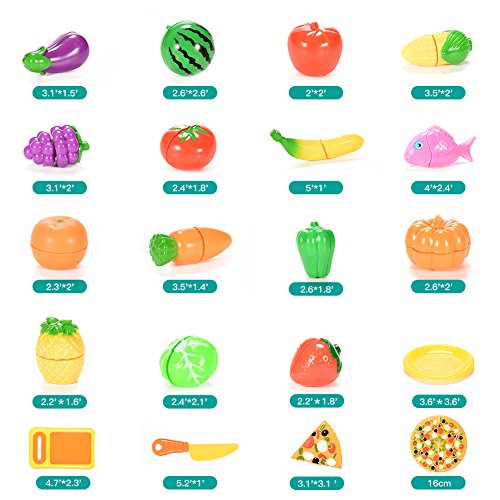 image for ThinkMax Play Food, 24Pcs Cutting Food - Pretend Food Set, Kitchen Toy