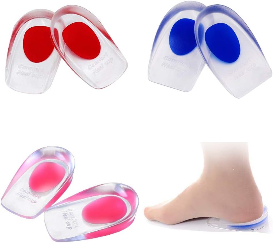 3Pairs Gel Heel Cups, Silicone Heel Cup Pads Cushion Inserts Running