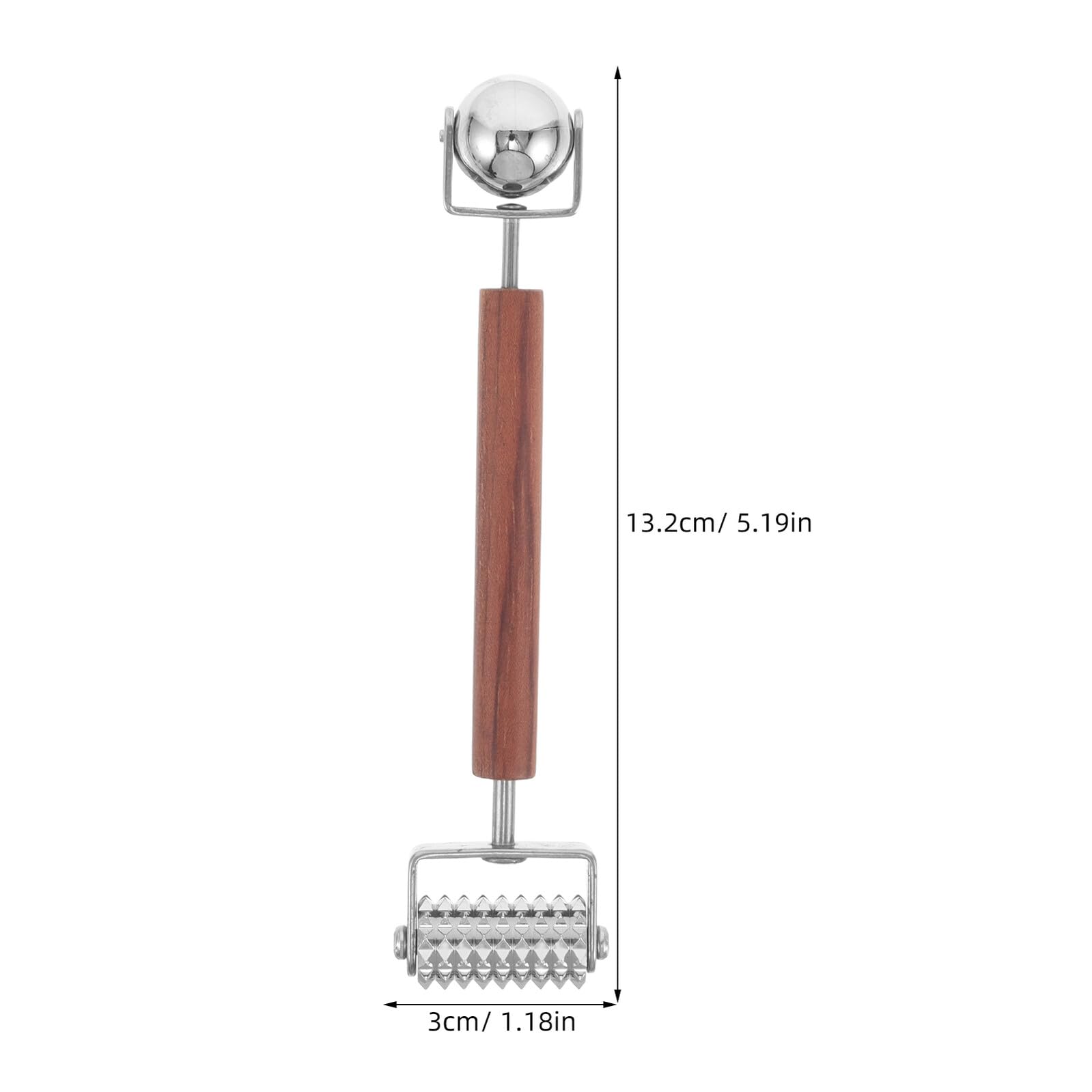 Rullo Massaggiatore Viso 3d Dual Ended in Legno e Acciaio Inossidabile per Skincare Stimola Strati Profondi Pelle Lifting Mento per Cura del Viso Donna