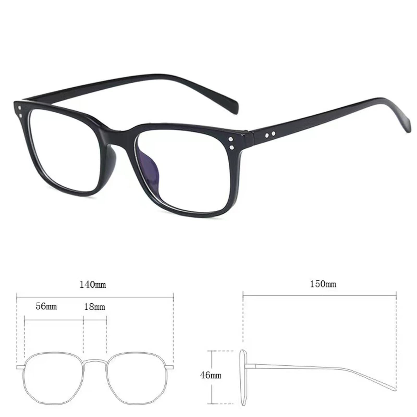Jcerki Myopia glasses -1.50 nearsighted Distance glasses Black Frame Unisex glasses
