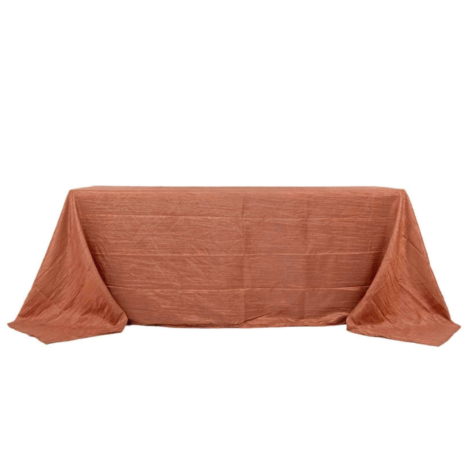 Balsa Circle 90x132-Inch Terracotta Accordion Crinkle Taffeta Rectangular Tablecloth Wedding Events Reception Decorations Supplies