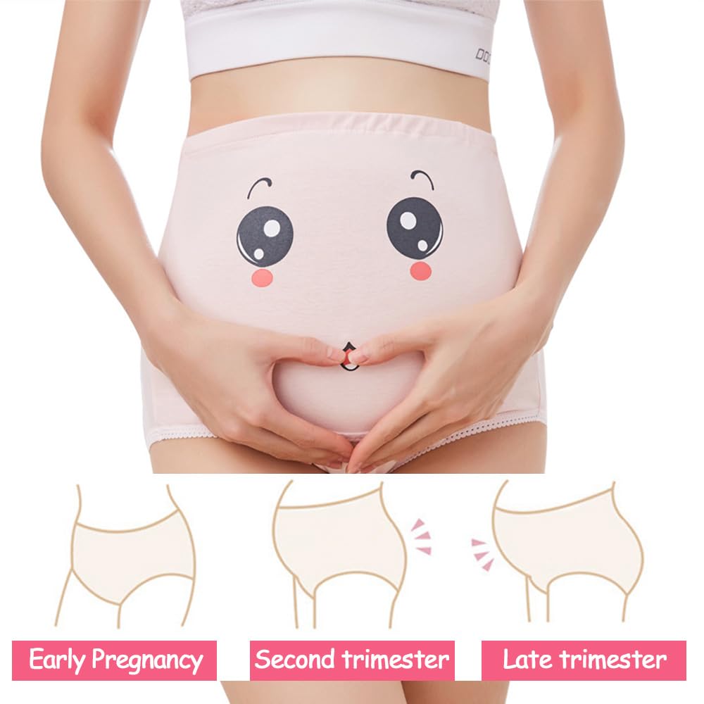 Bragas De Maternidad para Mujer - Paquete De 3 Elásticas De Cintura Alta De Algodón con Estampado Sonriente