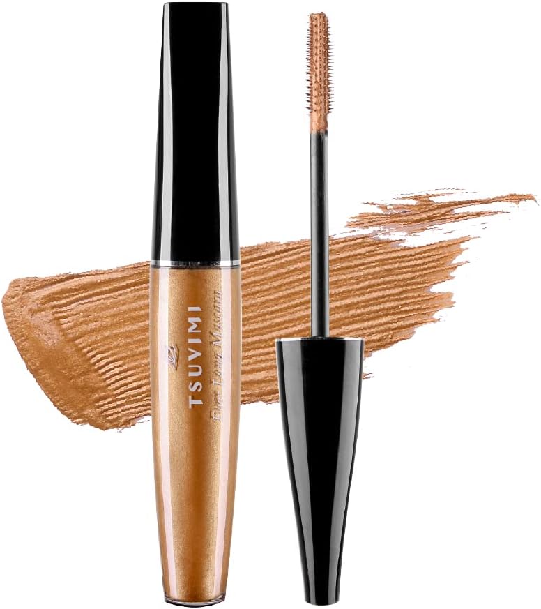2 Sides Lengthening Mascara by TSUVIMI | Smudge-Proof, Clump-Free & Buildable Formula | Waterproof Defining Mascara Makeup | Ophthalmologist Tested, Hypoallergenic, Vegan, Cruelty Free | Golden Brown