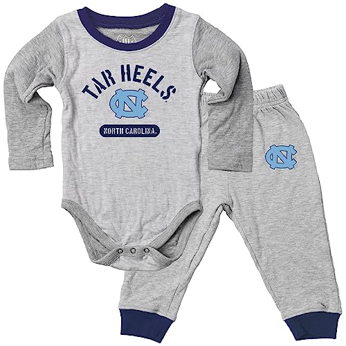 Wes and Willy Baby College Jie Jie Long Sleeve Bodysuit and Pant Set (North Carolina Tar Heels, 6M)