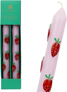 2 x Hand Painted 3D Pink Strawberries Dinner Candles | Ideal Birthday or Mothers Day Gift Unscented, 8 Hours Burn Time - Eco-Friendly Packaging, Summer Table Decor Made by Talking Tables