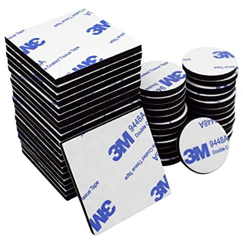 Double Sided Sticky Pads Black, 50 Pcs Adhesive Foam Pads Mounting Pads, Squares and Round Cover