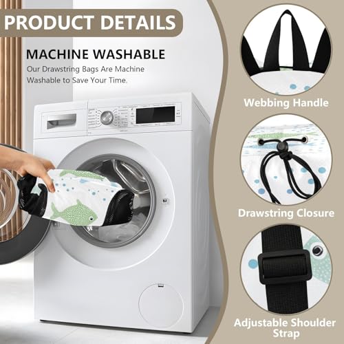 Mesh Gym Swimming Bags for Men & Women, Colorful Cute Animal Fish Large Drawstring Backpack with Dry-Wet Pocket, Lightweight Gym Bag for Sports, Travel, Beach, Workout Gear3