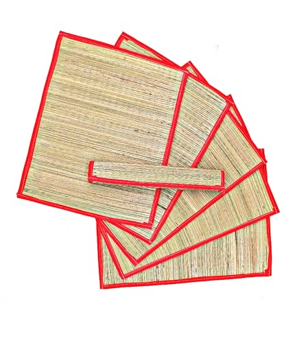Image of Aasan Mat for Sitting - Grass Aasan Korai Grass Mat for Pooja 23 x 17 Inch (3)