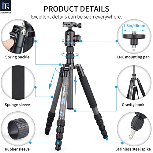 10 Layers Carbon Fiber Travel Tripod Monopod-Innorel Rt55C With 36Mm Panoramic Ball Head 360 Degree And Carrying Case Professional Lightweight Compact Tripods For Digital Camera Camcorder Dslr #TOP7