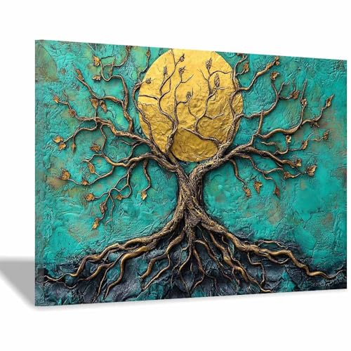Toile Arbre de la vie encadrée pour habiller un mur vide de salle de bain