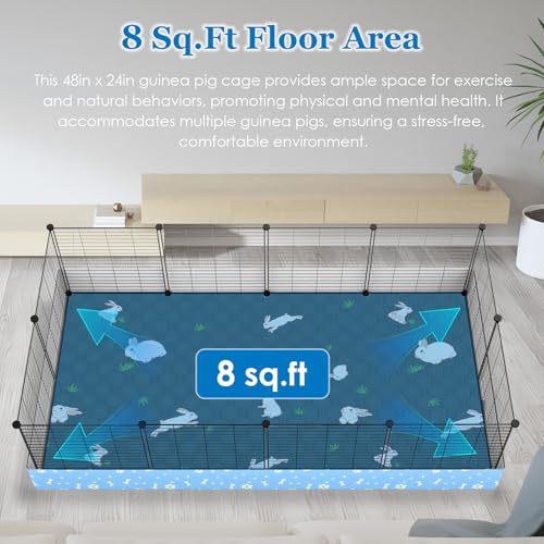 Guinea Pig Cages with Tarp and Bedding Pee Pad Liner, 2-Story Large Guinea Pig Playpen C&C Loft Cage for 2 Rabbit Bunny Chinchilla Small Animal Habitat for Indoor - Image 4