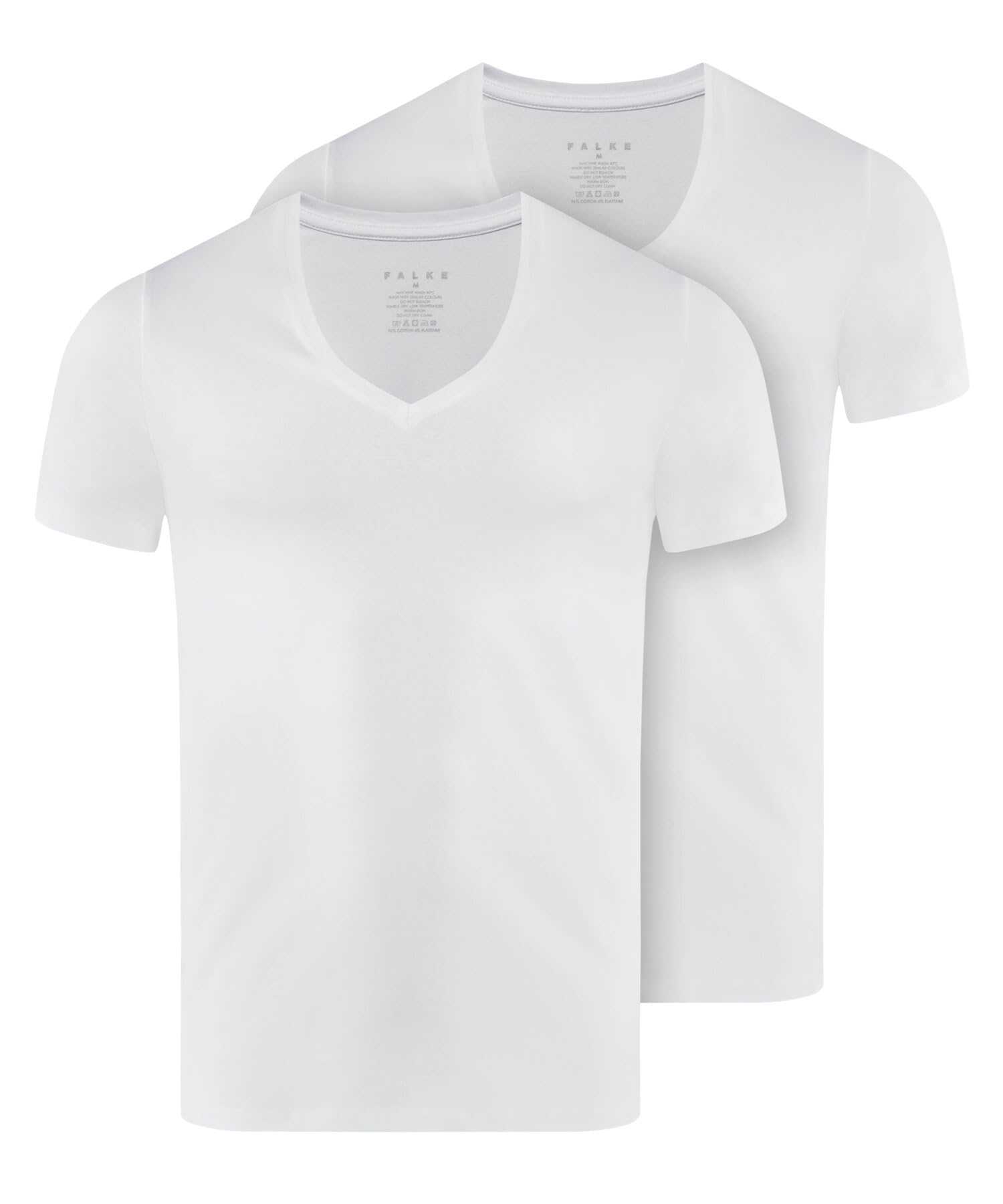 FALKE Herren Daily Comfort 2-Pack Deep V Neck Unterwäsche bequemes Unterhemd hautfreundlich Kurzarm mit tiefem V-Ausschnitt im Multipack schnelltrocknende atmungsaktive nachhaltige Baumwolle 2 Stück | Softe Baumwolle mit Elasthan