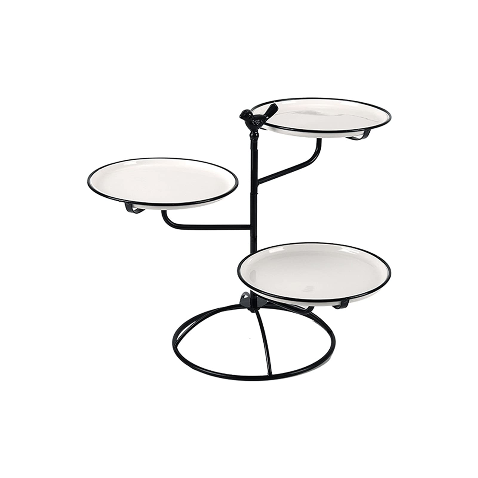 Soporte para Tartas Multicapa, Expositor Creativo de postres, de Metal, para Cupcakes con Bandeja de cerámica para Fiestas de té, Bodas y cumpleaños (Negro de Tres Capas).