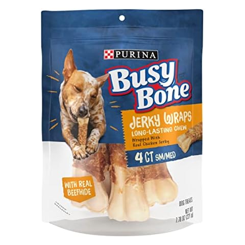 Purina Busy Bone Jerky Wraps Grain Free Small/Medium Breed Beefhide and Chicken Jerky Dog Treats - (Pack of 5) 4 ct. Pouches Cover