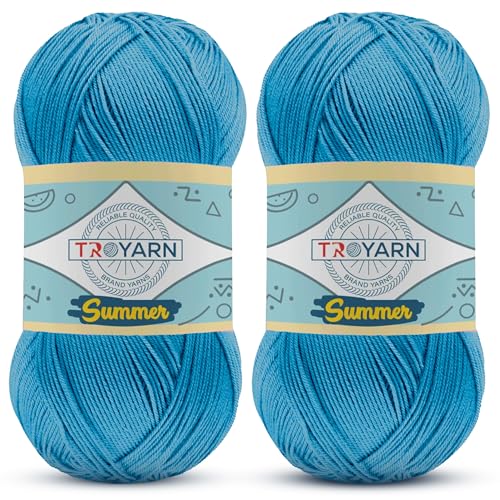 Image of 105245 - Turquoise Crochet & Knitting Yarn - 2 Skeins (2x383 Yds) - 100% Microfiber Acrylic