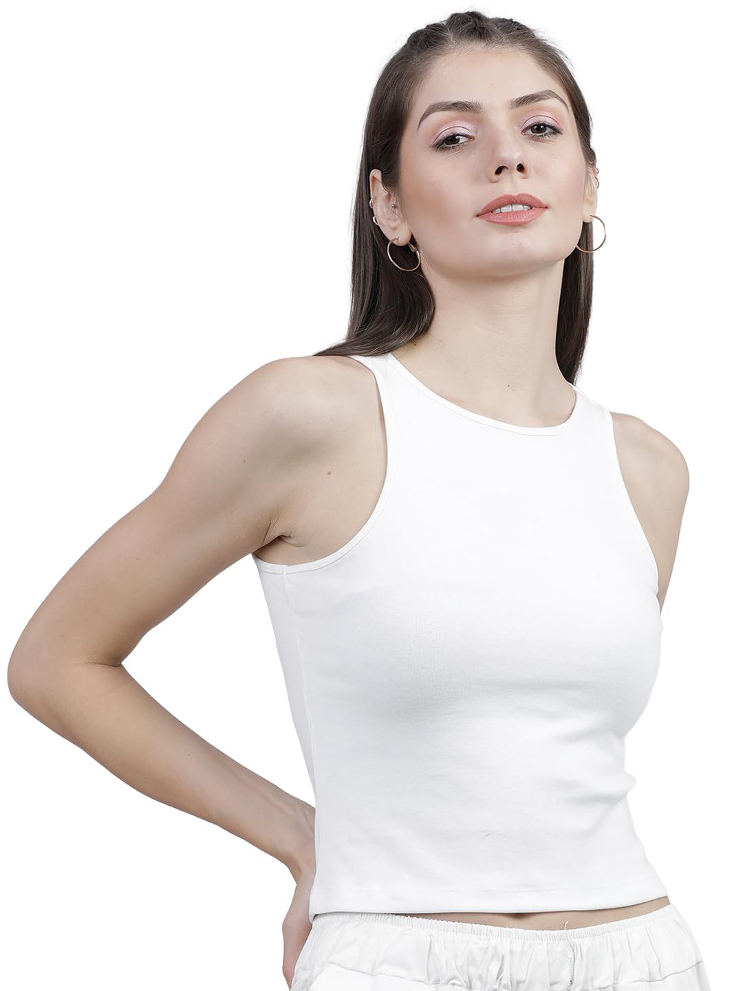 tokyo talkies Women's Regular Fit Tshirts | Solid | Sleeveless | Round Neck | Western Tshirts-picture-35