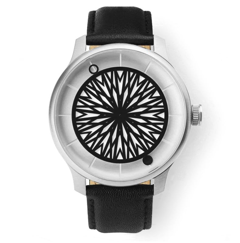 Montre Automatique en Acier et Verre Saphir Rhizome 42mm, l'Élégance du Cuir Noir