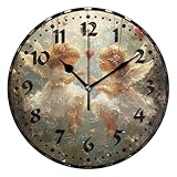 Msyxl Lovely Angels Wall Clock, Silent Non Ticking 10 Inch Battery Operated Wall Clocks, Easy to Read Clock for Home Kitchen Living Room Bathroom Office Decor