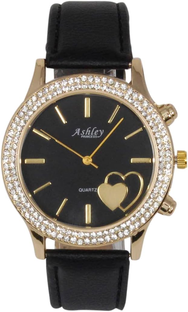 Women's Easy Reader Colorful Watch Matching with Perfect Colorful Wallet which Holds Smartphone, Credit Cards, Cash & Change Organized - ST10385-Black