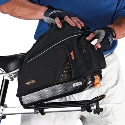 Ibera Bike Trunk Bag - PakRak Clip-On Quick-Release Bicycle Commuter Bag Cover