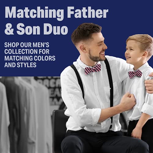 Luther Pike Self Tie Woven Striped Bow Ties For Men Tuxedo Bowtie Pink & Navy Blue Bow Tie #TOP5