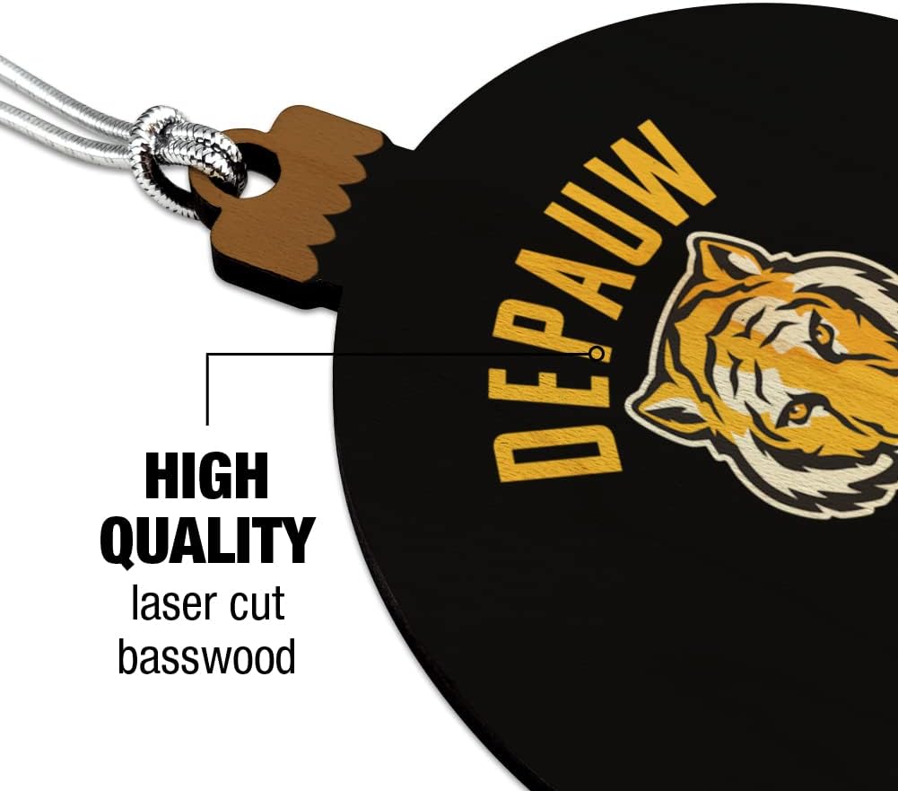 GRAPHICS & MORE DePauw University Tigers Logo Wood Christmas Tree Holiday Ornament - Image 3