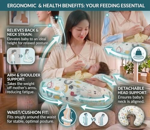 Image of Proliva Feeding Pillow for New Born Baby with Detachable Cover Breast Feeding & Maternity Nursing Pillow for Breastfeeding Support for Baby Feeding Pillow for Mom