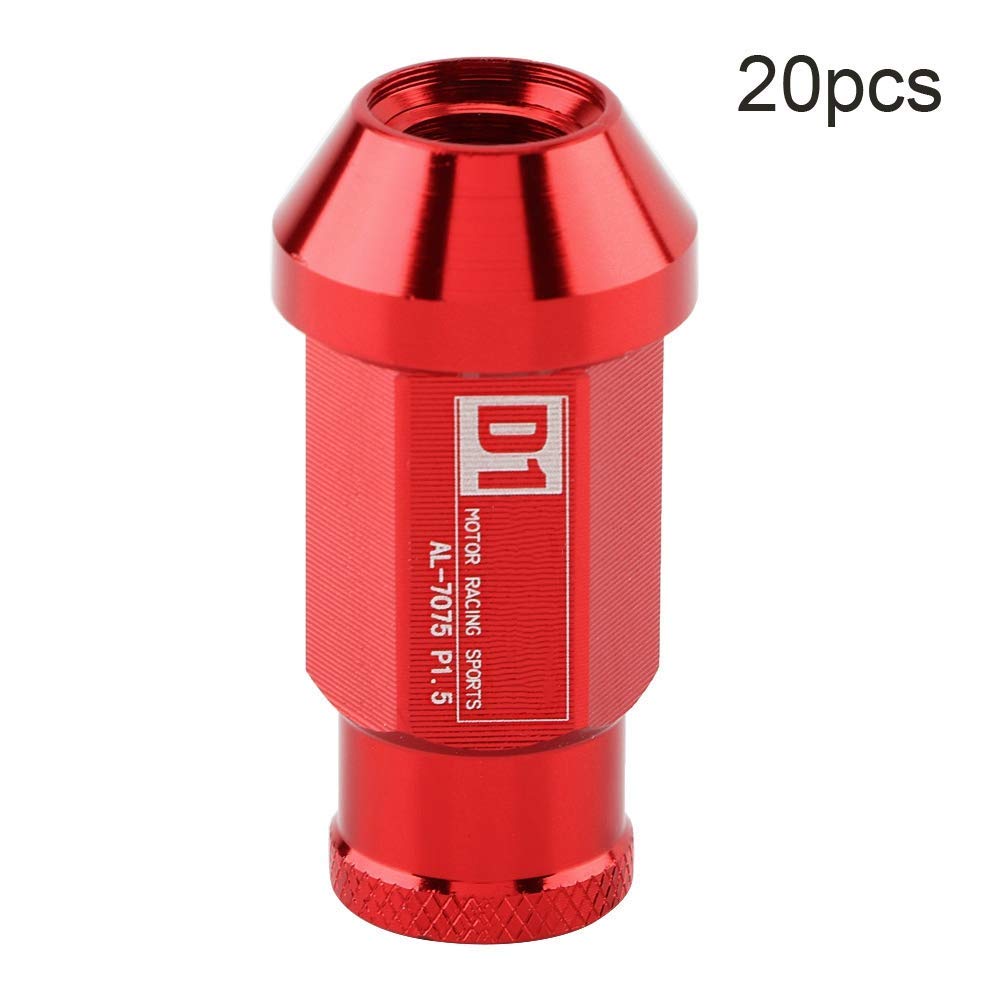 KIMISS Tue de aluminio para ruedas M12x1.5, para coches y tuning, roja, ligera y resistente, tornillo para llantas deportivas