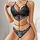 FFWTPY Dessous Damen Sexy Unterwäsche Lingerie Spitze Bralette Set Transparent Mesh Top Netzoberteil Reizwäsche Netzshirt Fishnet Dessoussets Strappy Harness