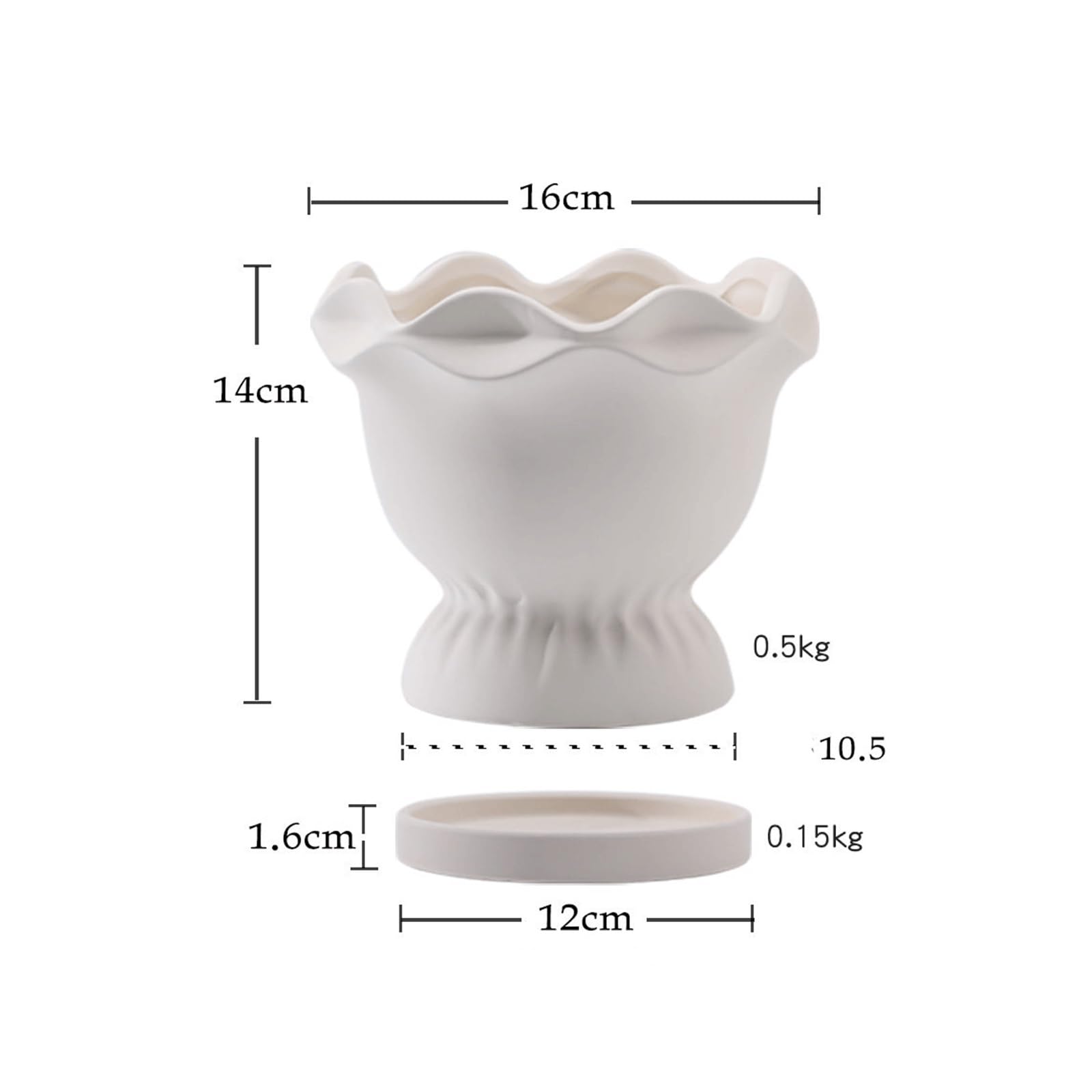 Doniczki ogrodowe Trofeum z reliefową kwiatową obwódką, zwykła ceramiczna doniczka, biała porcelana(Średni)